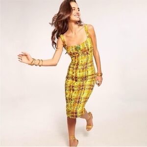 NWT Ramy Brook $895 Yellow Plaid Sleeveless Dress size 4